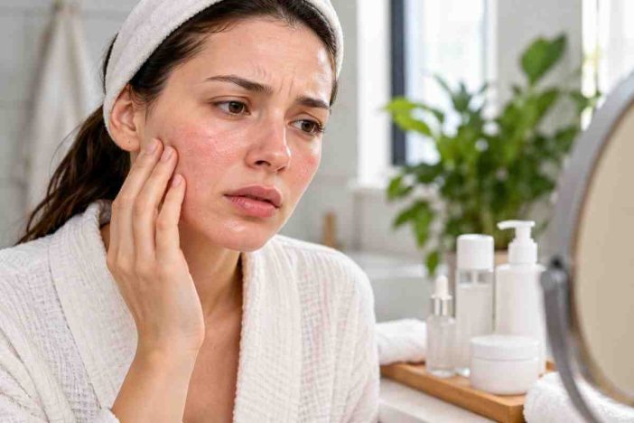 woman simplifying skincare routine for a damaged skin barrier